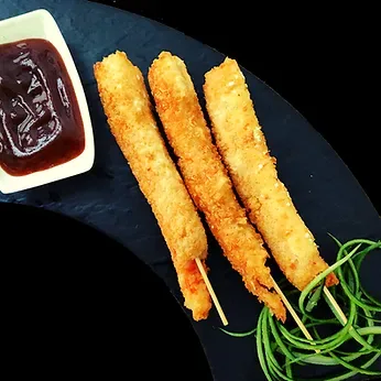 Orden de 3 kushiages de camarón con queso